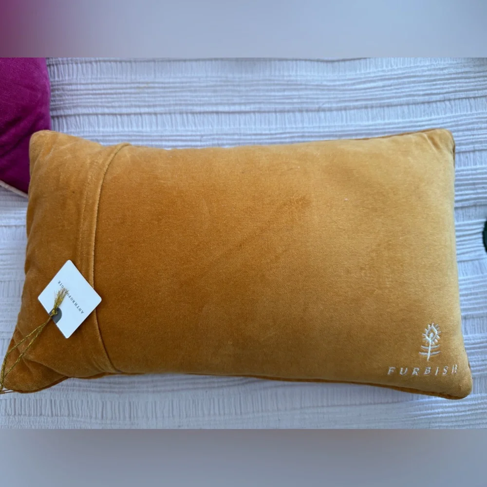 NEW Anthropologie x Furbish Studio- 'Drink Champagne' Needlepoint Pillow, 9x15”
